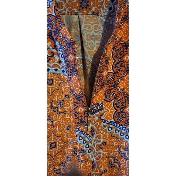 NWT Kim Rogers orange/blue design sleeveless blouse - Picture 3 of 7